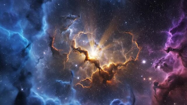 Vibrant cosmic nebula swirls with brilliant starlight and ethereal gaseous clouds, revealing the breathtaking majesty of the interstellar expanse where new stars are born in a spectacular