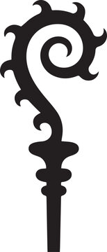 Crosier staff religious symbol bishop pastoral staff. logo Vector Black silhouettes