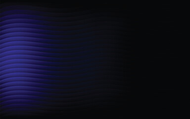 Obraz premium Abstract dark blue horizontal wavy lines background with glowing light effect and deep shadows.