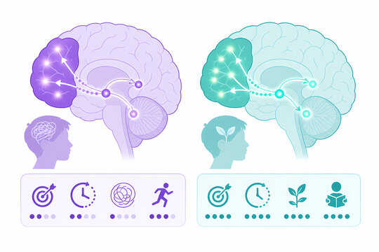 ADHD brain comparison neurodiversity illustration