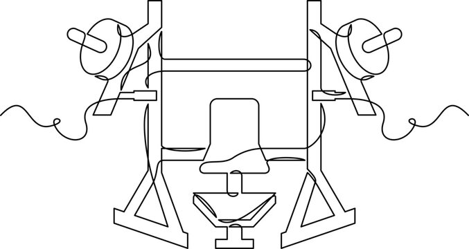 one line art Chest Press Machine vector illustration. line art, one continuous line, simple, hand drawn and sketch style. for icons, symbols, signs or logos. PNG