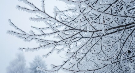 Obraz premium Frosted tree branches winter scene