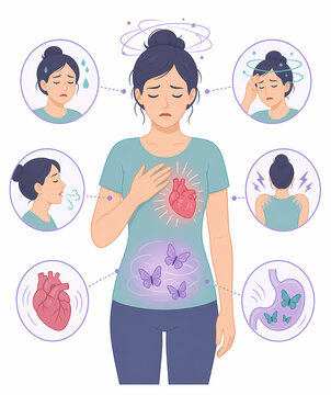 Anxiety physical symptoms body diagram illustration