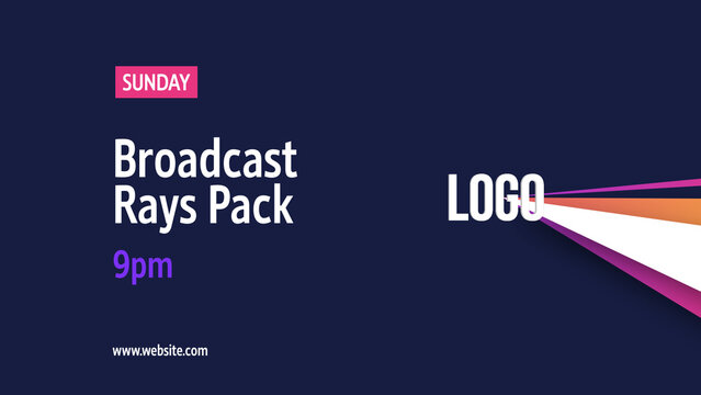 Broadcast Rays Package Date Promo With Logo &ndash; Light Rays Motion Graphics, Radiant Sunburst Effects, Titles, Lower Thirds, Logo, Transitions and Promo Elements for TV and Media