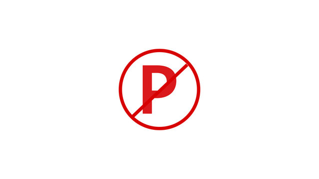 No parking icon of traffic safety icon,Red circle Loop able  graphic icon no parking sign icon 4k on transparent background .