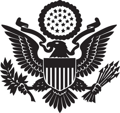 American Eagle Emblem With Shield, Olive Branch and Arrows &mdash; Patriotic Great Seal Style Illustration