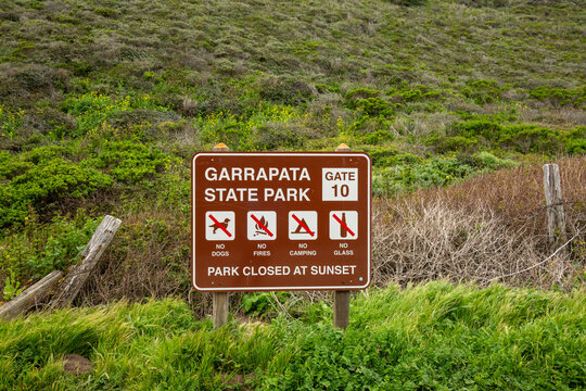 Garrapata Gate Ten Sign On The California Coast