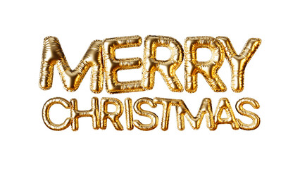 Merry Christmas Gold Balloon Letters on Transparent Background © S.Gvozd
