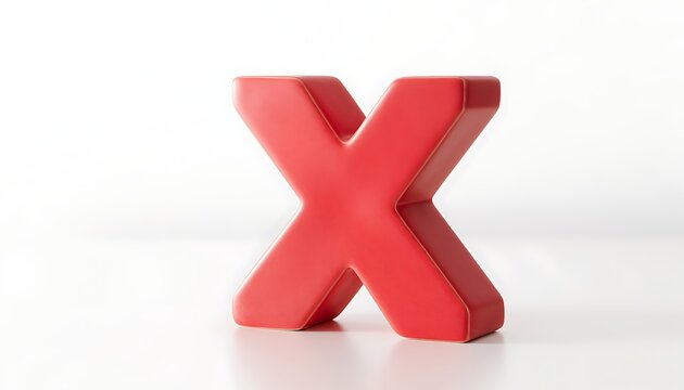 Bold red x symbol on white background for concepts of rejection and errors