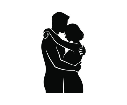 Silhouetted couple embracing a romantic and intimate moment of connection