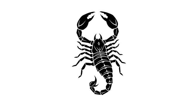 Minimalist scorpion silhouette vector illustration ideal for logos, emblems, or symbolic branding projects. High contrast and clean lines ensure versatility in marketing and corporate design.
