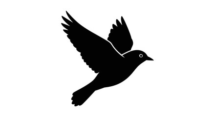 Fototapeta premium Black bird silhouette, flying bird icon, minimalist avian design, simple wildlife graphic