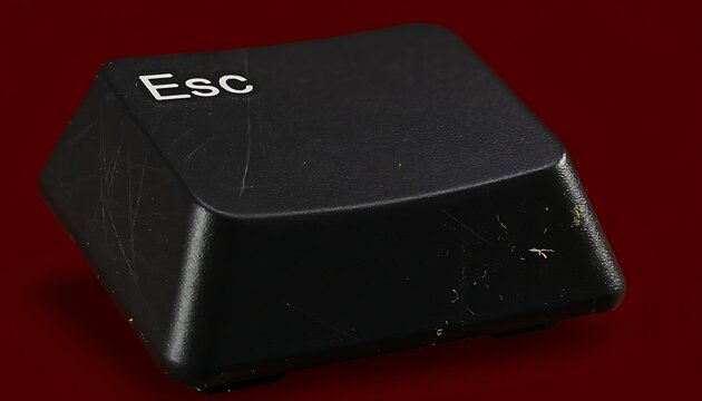Close up of a single black escape key against a blurred background
