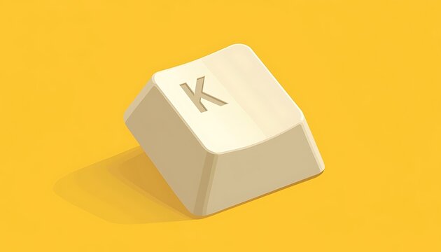 Isolated key k on yellow background symbolising computer keyboard element