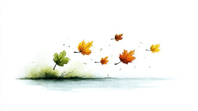 Seasonal Transition Concept with Autumn Leaves Floating Across Water
