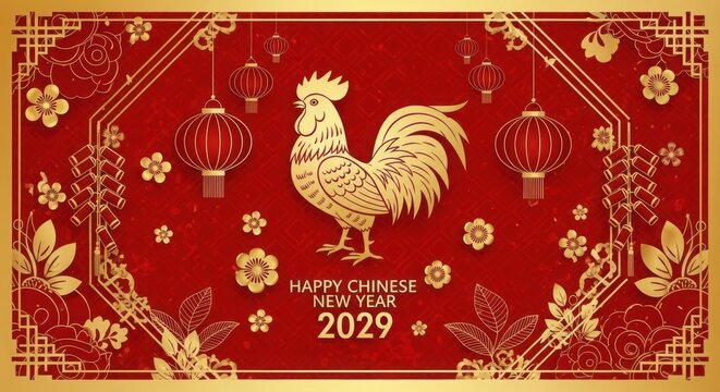 Happy chinese new year 2029 rooster design illustration