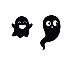Obraz premium Cute Spooky Ghost Silhouettes Set – Minimal Black Vector Collection