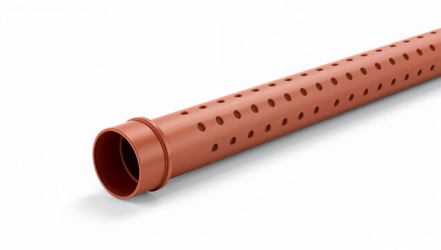 terracotta drainage pipe realistic plastic tube with perforations on a white background high quality professional detailed
