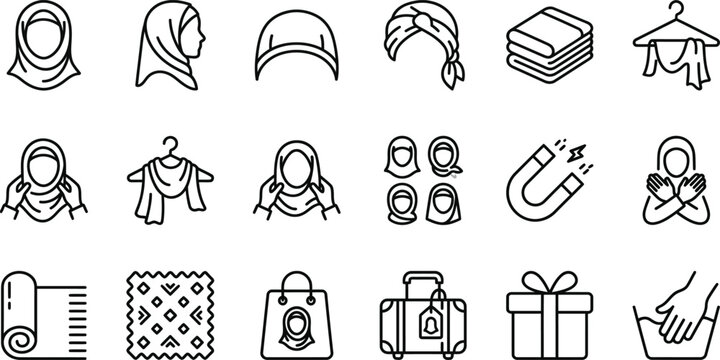 Laundry care icons set line style isolated on white background