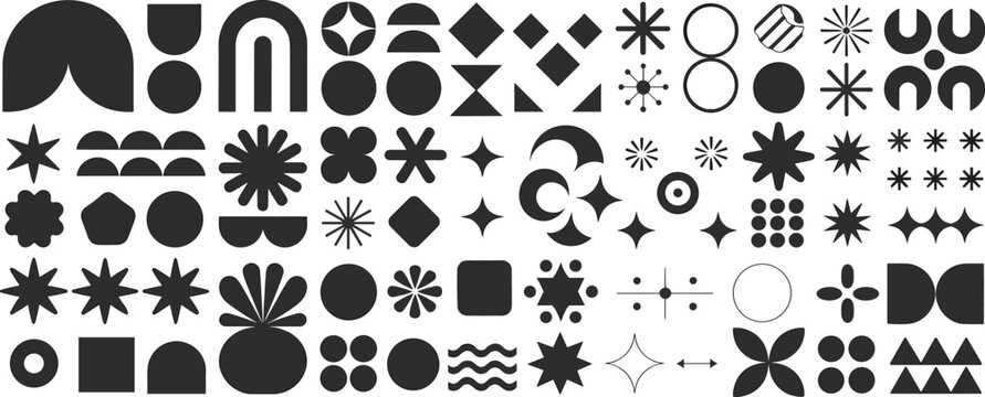 Memphis Style Abstract Geometric Shapes and Icons Collection pattern retro
