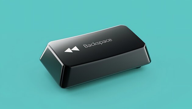 Close up of a backspace key on a blue background technology concept