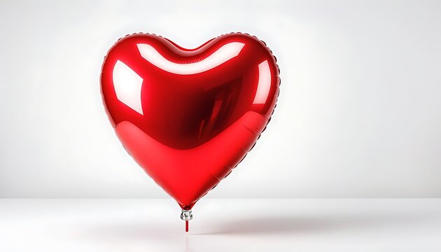 Shiny red heart shaped balloon isolated on white background for design