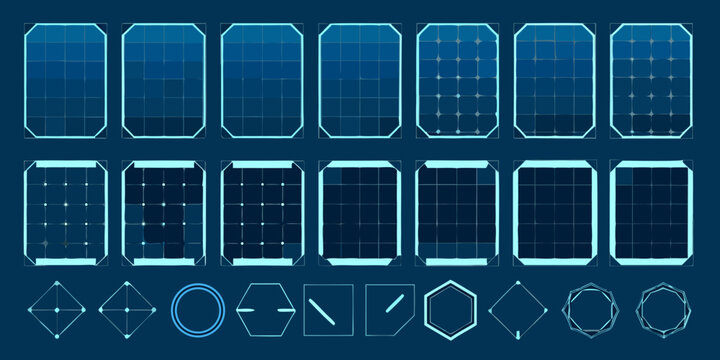 futuristic user interface elements sci fi hud kit blue neon style