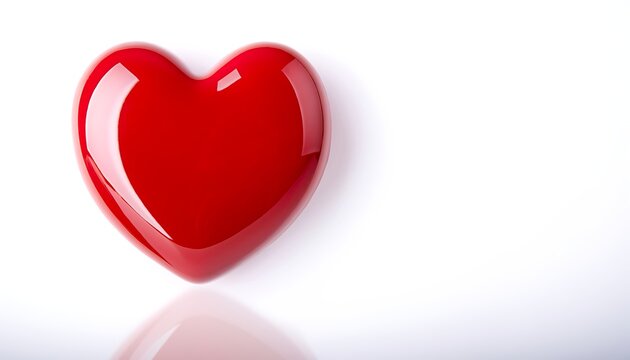 Glossy red heart isolated on white background symbolizing love and affection