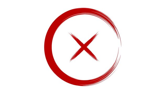 Red Circle X Mark Wrong Sign Animation Seamless Loop Motion Graphic 4K