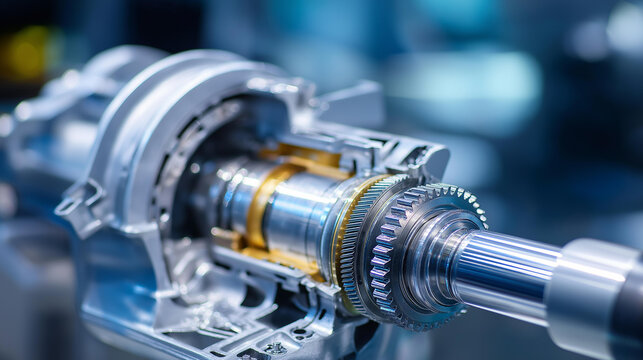 Detailed cutaway view of a modern internal combustion engine cross-section revealing internal components and mechanical precision. Engine cross-section, modern cutaway, internal
