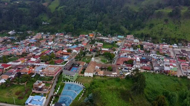 Aerial View of Zipacon Village and Mountains in Colombia