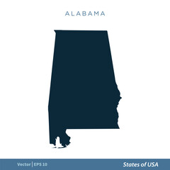 Alabama - States of US Map Icon Vector Template Illustration Design. Vector EPS 10. © soponyono.studio