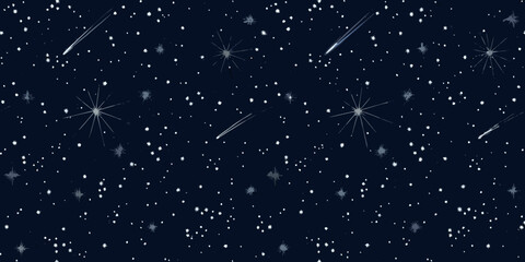 starry night sky with shooting stars dark blue background © Juel