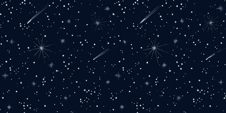 starry night sky with shooting stars dark blue background