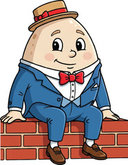 Fototapeta premium Humpty Dumpty Character Silhouette Vector Illustration on Brick Wall