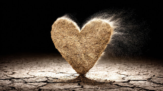 Heart-Shaped Sugar on Cracked Surface