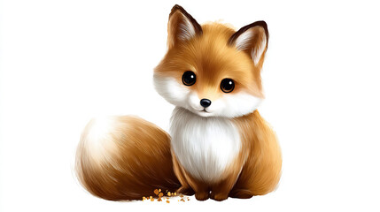 Fototapeta premium Cute fox illustration with expressive eyes, digital art