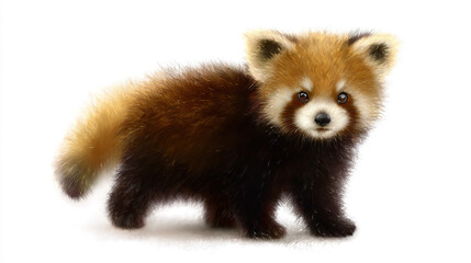 Fototapeta premium Cute Red Fox Walking on White Background