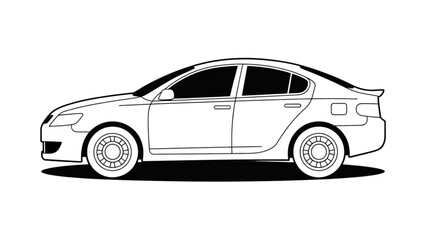 Fototapeta premium Modern silver sedan car side view illustration Vector