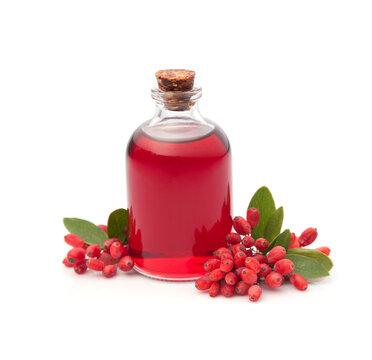 Berberine syrup in bottle and barbarum berries