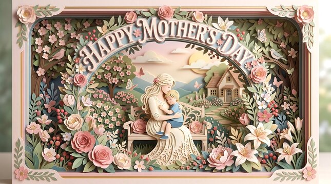happy mother's day paper cut