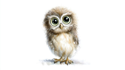 Fototapeta premium Cute Baby Owl with Big Eyes