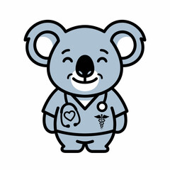 Obraz premium Koala in medical uniform smiling.