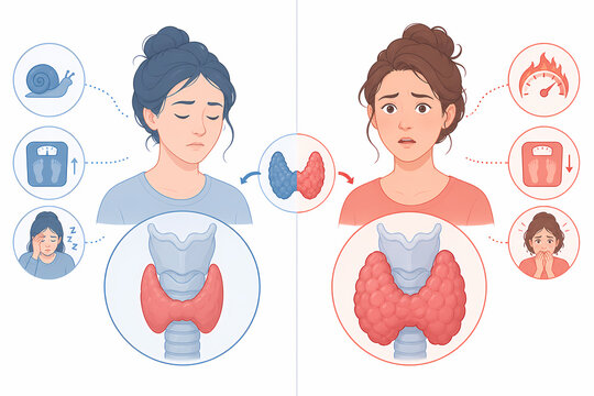 Hypothyroidism vs hyperthyroidism thyroid disease comparison
