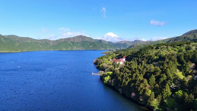 Mt. Komagatake | Torii Gate | Lake Ashi - 4K Aerial Video
