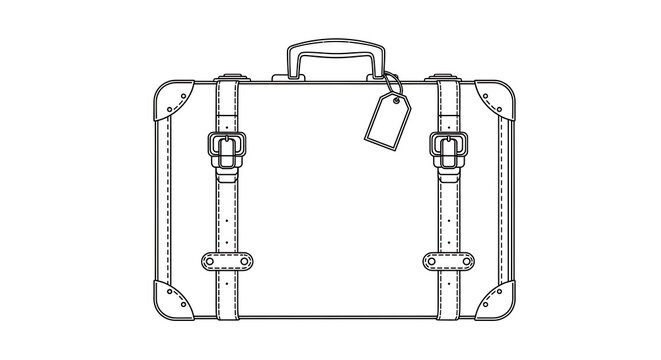 Vintage leather suitcase with buckles and handle for travel and adventure purposes transparent background