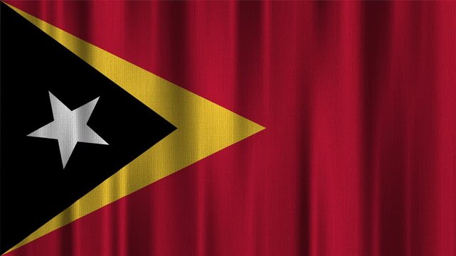East Timor Flag Animation With Fabric Texture