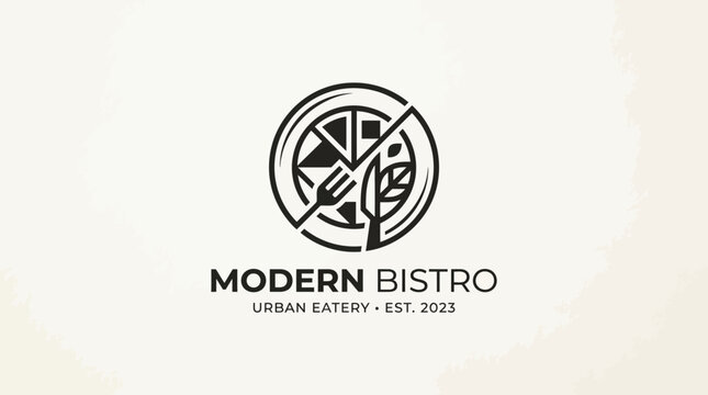 Modern Bistro urban eatery restaurant logo.