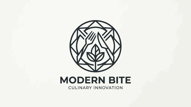 Modern Bite culinary innovation logo design.