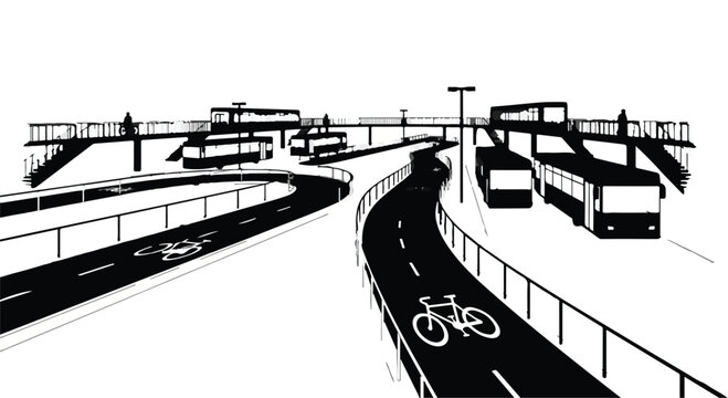 city road bike lane with bus rapid transit system